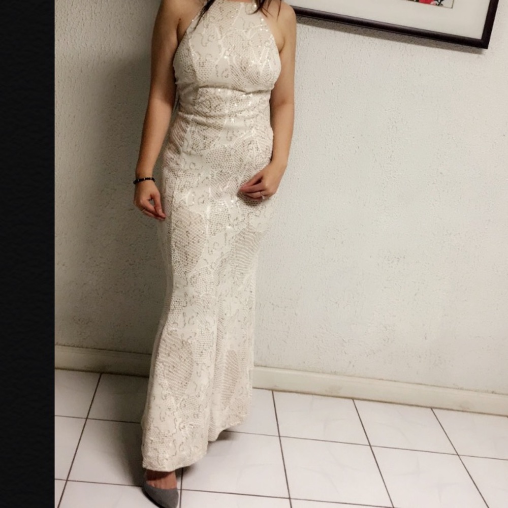 New with tags - Beige sequin prom dress